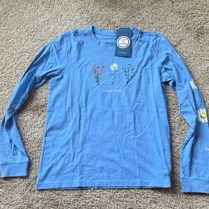 Life Is Good Blue Floral Long Sleeve Tee